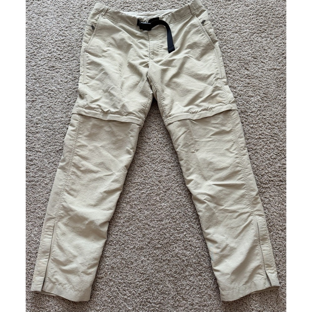 The North Face Convertible Pants Mens Khaki Nylon Hiking Outdoor Zip Off Size 34
